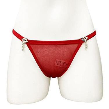 Imagem de EROS AFRODITE - Calcinha Tanga Fio Dental Jóia Boca Na Lateral Tamanho Único Vermelho REF:2403