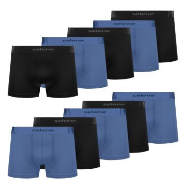 Imagem de Kit 10 Cueca Infantil Selene Microfibra Confortável Menino, Preto e az