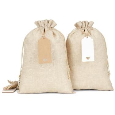 Imagem de Tapleap Sacos de serapilheira com cordão – 20 peças 20 x 30 sacos de presente para embrulhar lembrancinhas do Dia de São Patrício, pães, sementes, potes de pedreiro, para aniversário, casamento, festa