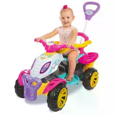 Imagem de Quadriciclo Menina Maral Carrinho Passeio Pedal e Empurrador Colorido