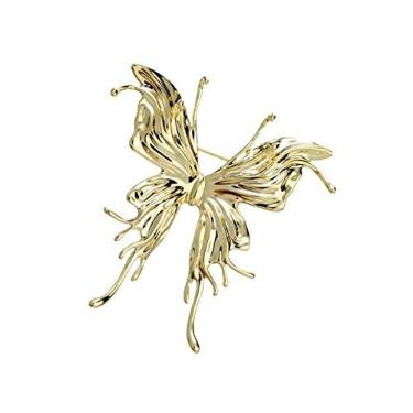 Imagem de KIZQYN Broche feminino criativo personalizado broche de borboleta de metal casaco requintado terno acessórios de gola cachecol feminino botão xale acessório de fantasia (cor: ouro)