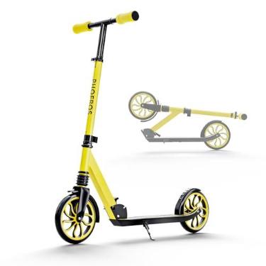 Imagem de Patinete para crianças a partir de 6 anos, adolescentes e adultos. Carga máxima de 109 kg. Dobrável, leve, rodas grandes de 20 cm para crianças, adolescentes e adultos, 4 níveis ajustáveis (amarelo