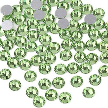Imagem de Beadsland 1440pcs Strass de cristal plano traseiro joias redondas para arte de unhas e correção de cola artesanal, verde claro (SS3 (1,3-1,4 mm))