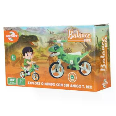 Imagem de Balance Bike Dino T-Rex Aro 12 Verde Metal Criança Presente Explore Passeios Cheios Diversão