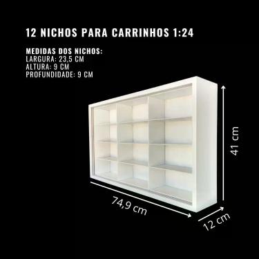 Imagem de Expositor 12 nichos 1:24 para miniatura carrinhos 23-1 - Genérica, Bra