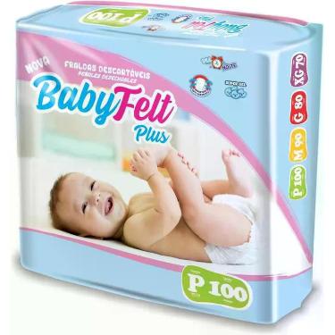Imagem de Kit 3 Fralda Descartável Baby Felt Noturna Infantil P - 100 Unidades A