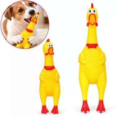 Imagem de 02 Brinquedo Frango Galinha Grita Borracha Mordedor Cães - Art Pet