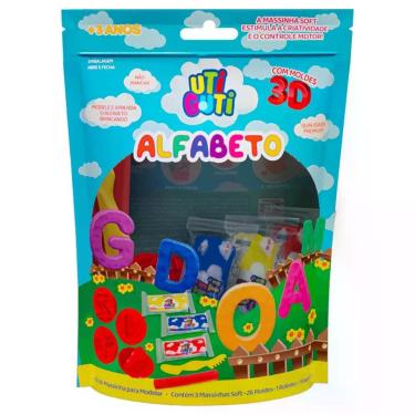 Imagem de Kit Massinha de Modelar Massinha Soft Completo Uti Guti Alfabeto para Uso Escolar e Entretenimento Super Macia e Não