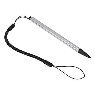 Imagem de Caneta de toque universal, preto/prata/vermelho resistivo Stylus POS PDA Navigator Tablet caneta de pintura a toque com corda de mola para pendurar (prata)