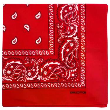 Imagem de Bandana MDSTYLE 56cm Algodão Vermelha com Estampa Paisley 22x22"
