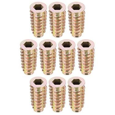 Imagem de uxcell 10 peças M6 x 25 mm inserção rosqueada porcas de liga de zinco soquete hexagonal M6 roscas internas 25 mm de comprimento
