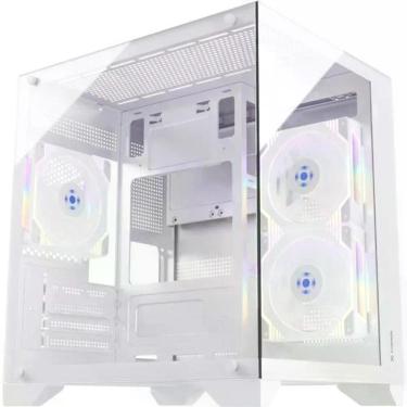 Imagem de Gabinete Gamer Clarity Mid Tower Micro ATX e ITX Vidro Temperado Lateral Transparente Branco Fortrek
