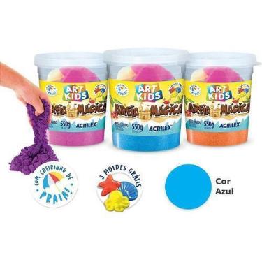 Imagem de Massa Areia Mágica Azul 550g Com Moldes Sensorial - ACRILEX