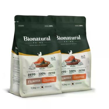 Imagem de Kit 2 Ração Bionatural Prime Gatos Filhotes Salmão - 7,5KG