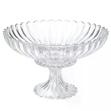 Imagem de Fruteira Lux High Centro de Mesa C/ Pé Vidro Clear Multiuso Decorativo
