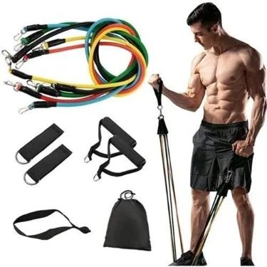 Imagem de Kit 11 Elastico Extensor Treino Academia Exercícios Em Casa
