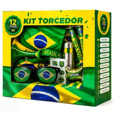 Imagem de Kit Torcedor Brasil Copa do Mundo 2026 Completo 12 Peças Cores Vibrantes Seleção Amarelo