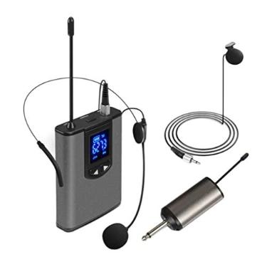 Imagem de balikha Microfone de Faixa de Cabeça Sem Fio UHF/Microfone de Lapela com Transmissor de Bolso