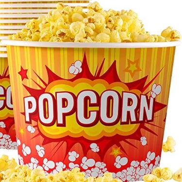 Imagem de Banheira de pipoca descartável premium livre de vazamentos 227 g da Avant Grub. Baldes empilháveis com design divertido. Ótimo para suportes de concessão, carnaval, festas de carnaval, eventos escolares ou noites de filmes em família., red popcorn cups, white popcorn tubs, white popcorn buckets disposable, yellow popcorn tubs, yellow popcorn buckets disposable, red popcorn cups, yellow popcorn bucket cups, red popcorn bucket, red popcorn bowl, disposable cups yellow, large, x-large, 32oz, 32 oz, snack size, extra, 12