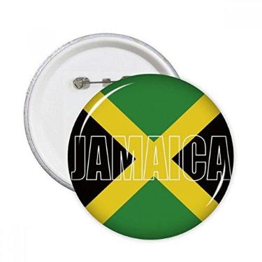 Imagem de Broche redondo com nome da bandeira do país da Jamaica, emblema, acessório, decoração, 5 peças