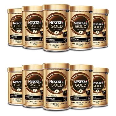 Imagem de Café Solúvel Nescafé Gold Intenso Kit 10 Latas de 100g