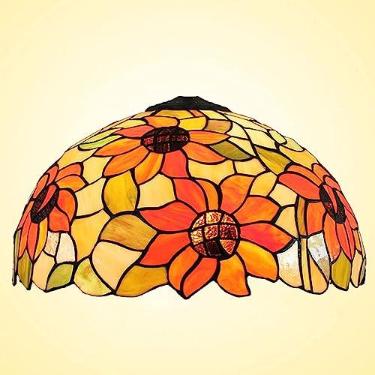 Imagem de errzom Abajur De Vidro Colorido Estilo Tiffany, Apenas Para Substituição, Girassol, Acessórios Vintage Abajures Mesa, Pendentes, Luminárias Teto, Mesa Chão, 16 Polegadas