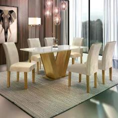 Conjunto Sala de Jantar Mesa Tampo de Vidro 6 Cadeiras Espanha Yescasa Conjunto Sala de Jantar Mesa Tampo de Vidro 6 Cadeiras Espanha Yescasa