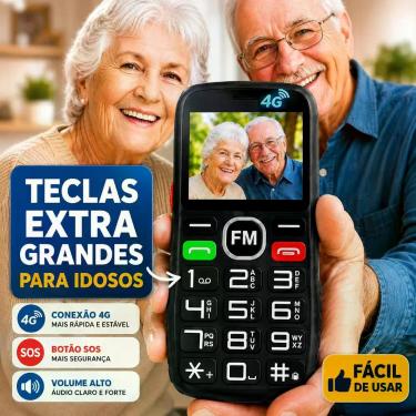 Imagem de Celular para Idoso 4G Teclas e Números Grandes Botão SOS e FM - IPRO,