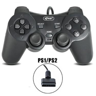 Imagem de Joystick Dual Shock PS1 / PS2 Cabo 1,60m - KNUP IMPORTACAO - USB - 17 Botões - Dual Vibração - Compatível com PS1 e PS2