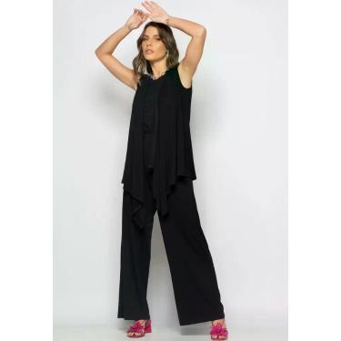 Imagem de Conjunto Com Kimono, Regata e Wide Leg Malha Preto Salvatore, P