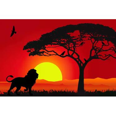 Imagem de Painel de Lona Safári Por do Sol Deslumbrante - Fabrika de Festa, 300x