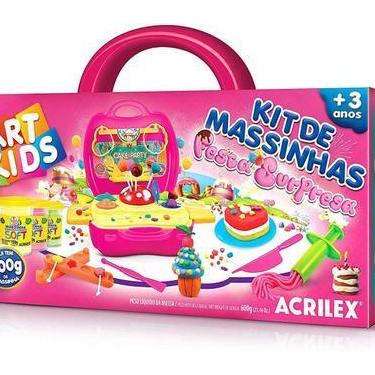 Imagem de Kit De Massinhas Art Kids Festa Surpresa 600g Maleta