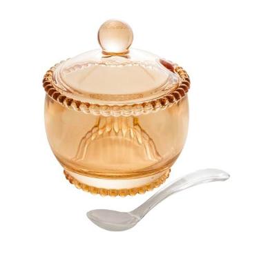 Imagem de WOLFF - Açucareiro de Cristal com Colher Âmbar Metalizado 10cm x 11cm - Linha Pearl