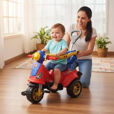 Imagem de Triciclo Infantil Maral Avespa Spider Passeio Pedal +12m Retrô Haste G