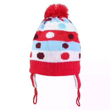 Imagem de Touca Gorro Infantil Vermelho Bolinhas Coloridas Tamanho único