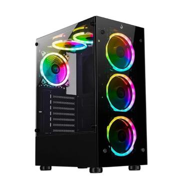 Imagem de Gabinete Gamer Rise Mode Glass 06x - Vidro Temperado - 6 Coolers ARGB Inclusos - ATX - Preto