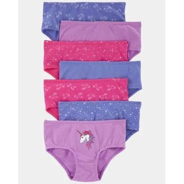 Imagem de Carters Kit 7 Calcinhas Infantil Menina Algodão Stretch Estampa Unicór