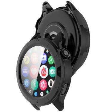 Imagem de MOTONG Capa protetora para relógio de PC com cobertura total, protetor de tela de vidro temperado compatível com Xiaomi Watch S4 (PC preto)