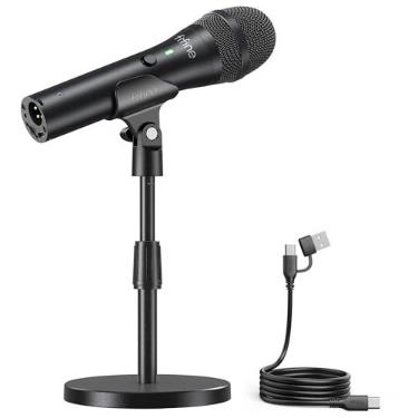 Imagem de FIFINE Microfone dinâmico USB/XLR para gravação de podcast, conjunto de microfones portáteis de estúdio com suporte de mesa para vocal, Voice Over, Streaming, Black-AmpliTank TANK2