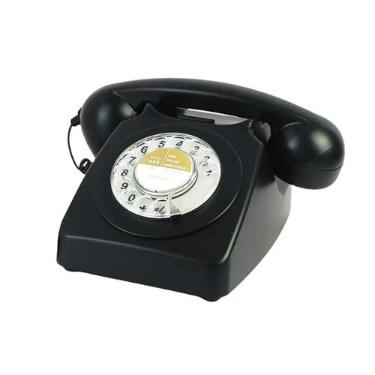 Imagem de Benotek Telefone, telefones fixos com fio para casa, telefone doméstico retrô de moda antiga com teclado de discagem giratória, telefones antigos e modernos, presente para decoração