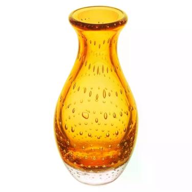 Imagem de Vaso De Plantas Flores Italy Vidro Murano âmbar Laranja 10x20cm Wolff