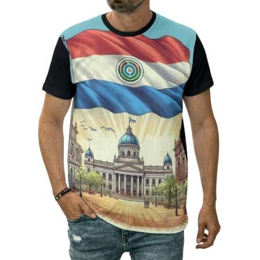 Imagem de Camiseta Bandeira Paraguai País América Do Sul Natureza - Darkwood, G,