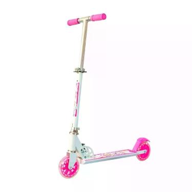 Imagem de Patinete Infantil Travessos Rodas com Brilho Que Acendem ao Girar Guidão Ajustável em 3 Alturas Branca Unik