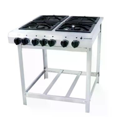 Imagem de Fogão Industrial Venâncio 4 Bocas 2 Duplas A Gás Baixa Pressão Extra Com Painel Inox Ei4-15335
