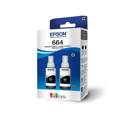 Imagem de Kit com 2 Garrafas de Tinta Preto T664520-4P T664  L110 L120 L200 L210