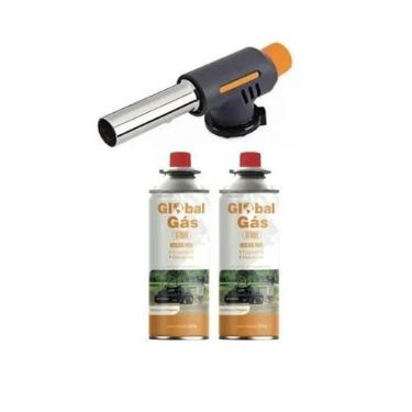 Imagem de Kit maçarico automático grafite culinário controle de chama + 2 refil 