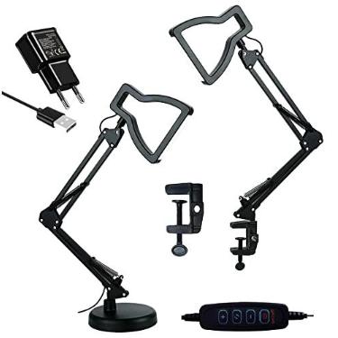 Imagem de Luminária Articulada 3x1 Mesa Abajur LED 3D Bivolt 110v 220v USB Dimmer PT-E2 Cor: Preto