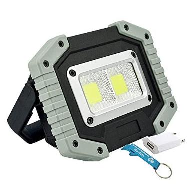 Imagem de Refletor LED 30W Portátil Recarregável LED COB IP65 Cinza + Chaveiro CBRN18031