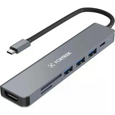 Imagem de Hub Adaptador USB-C 7 Portas HDMI USB-C 3x USB-A SD TF Fortrek DC75