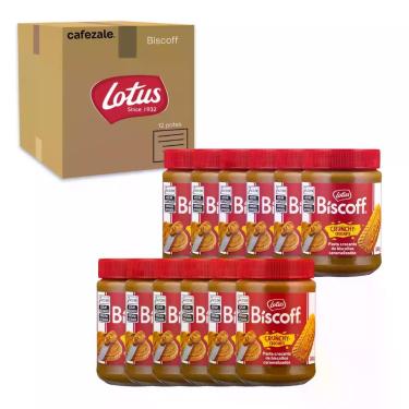 Imagem de Pasta Belga Biscoito Lotus Biscoff Crunchy Kit 12 Potes 380g